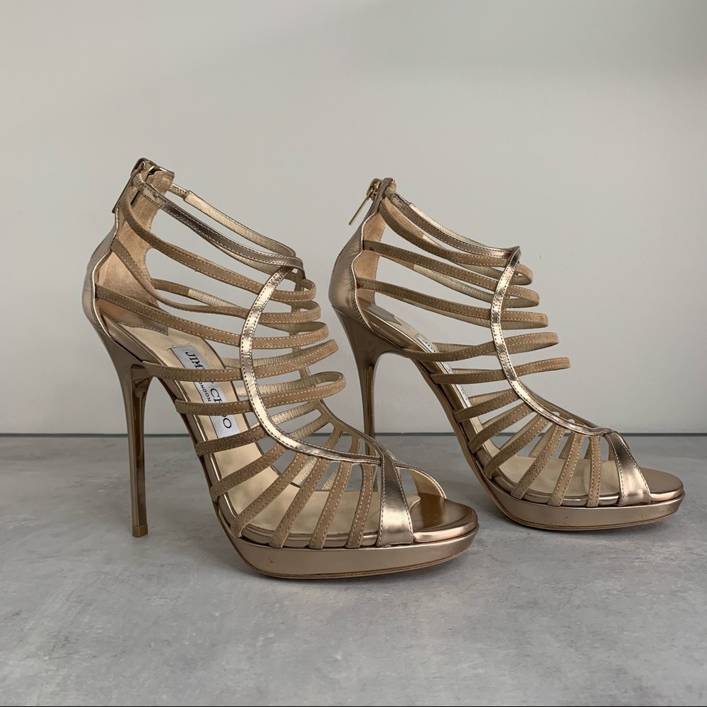 Jimmy Choo, Virginia Gold Metallic Heel